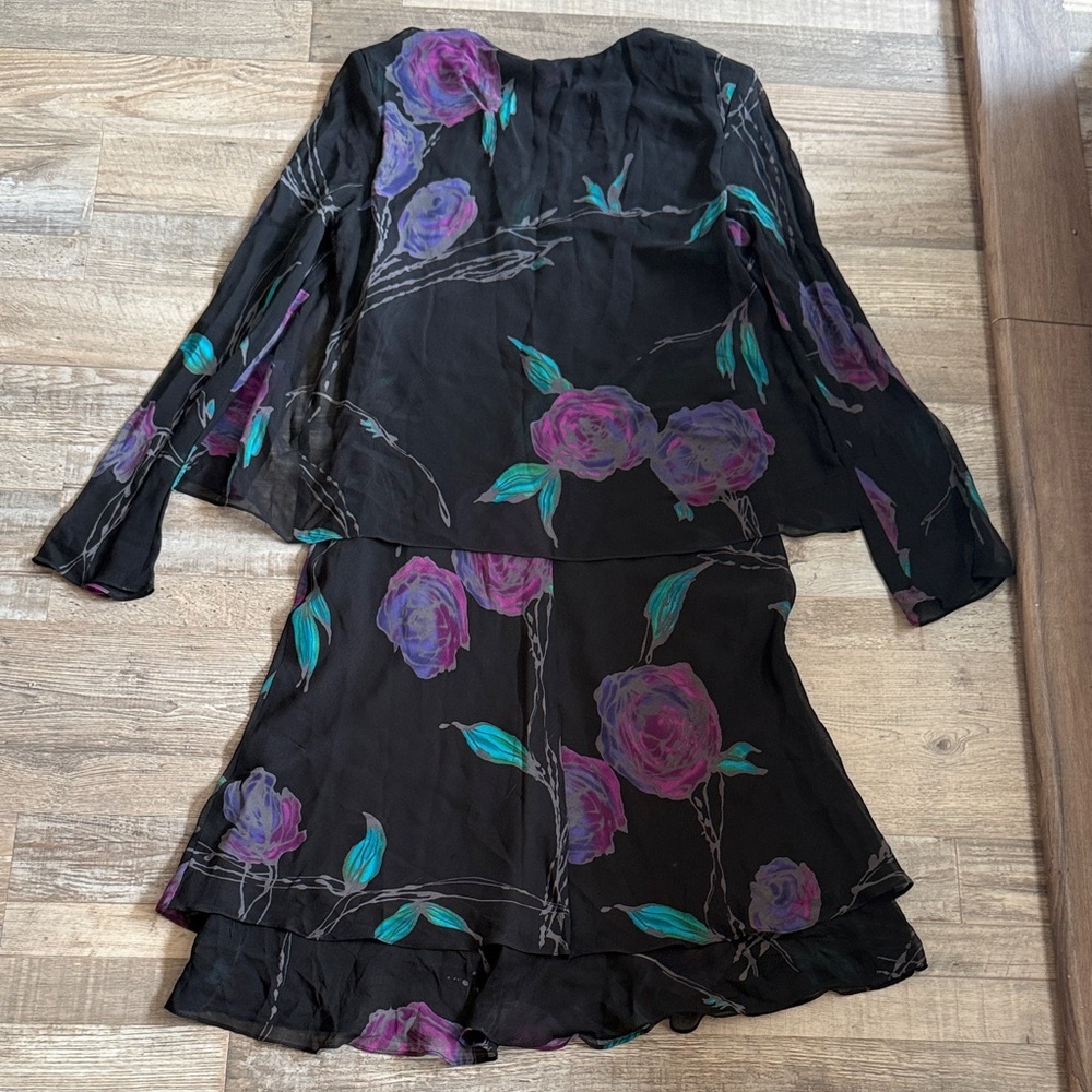 Jones New York Dress Floral Black and Purple Dress size 12 - Picture 11 of 11